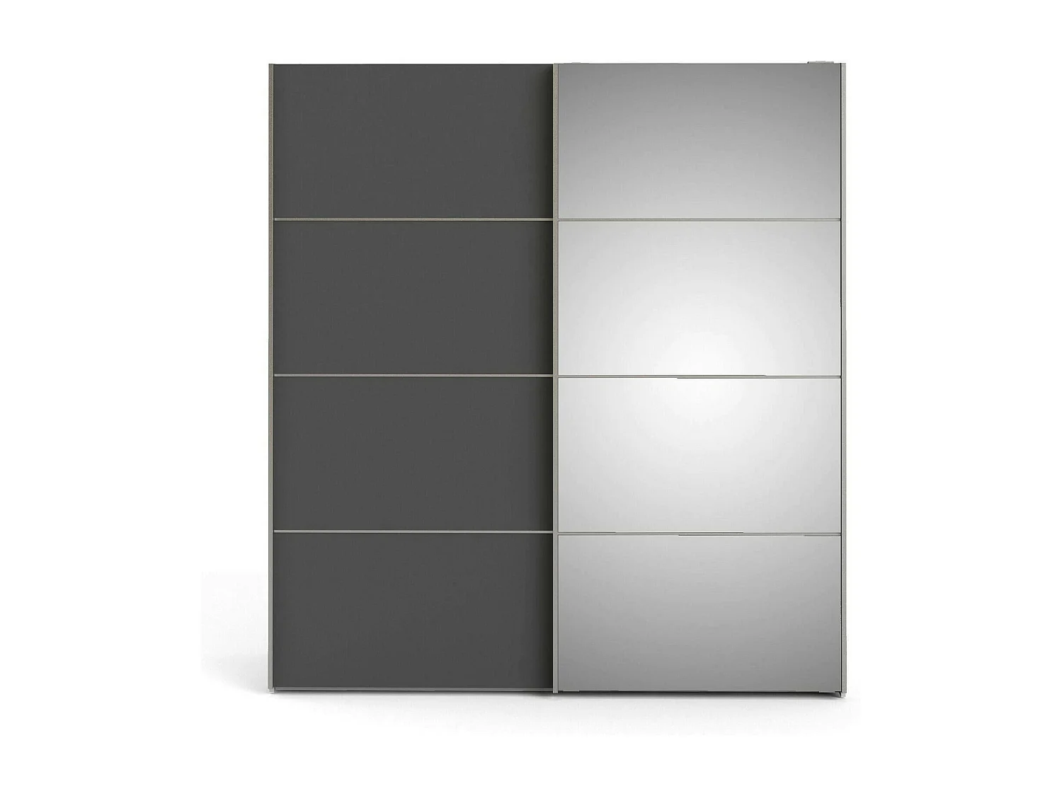 Cerreto 2-deurskast, Slaapkamermeubel, Inloopkast, Kledingkast, 182x64 h202 cm, Grijs en Wit