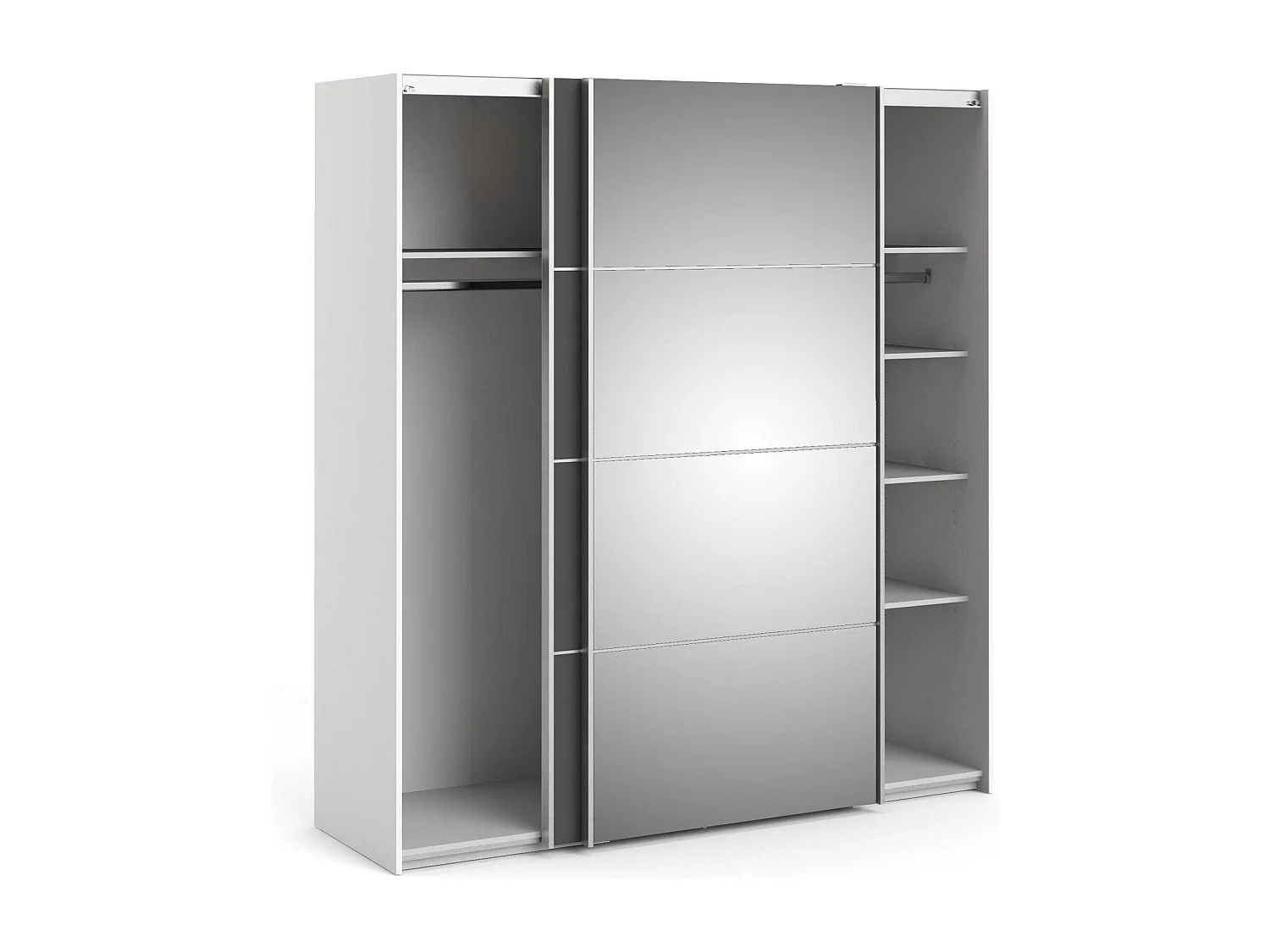 Armário Cerreto de 2 portas, Móveis de quarto, Armário, Armário, 182x64 h202 cm, Cinza e Branco