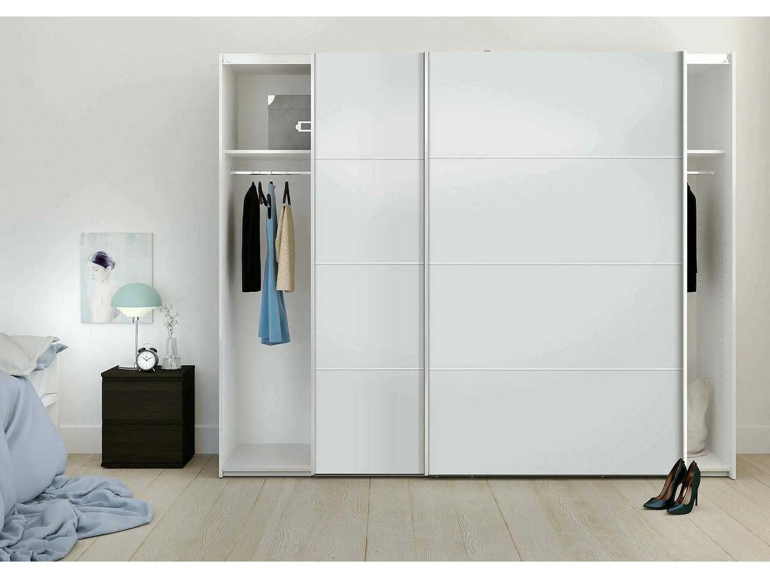 Armário Acerno de 2 portas, Móveis de quarto, Armário, Armário, 243x64 h202 cm, Branco