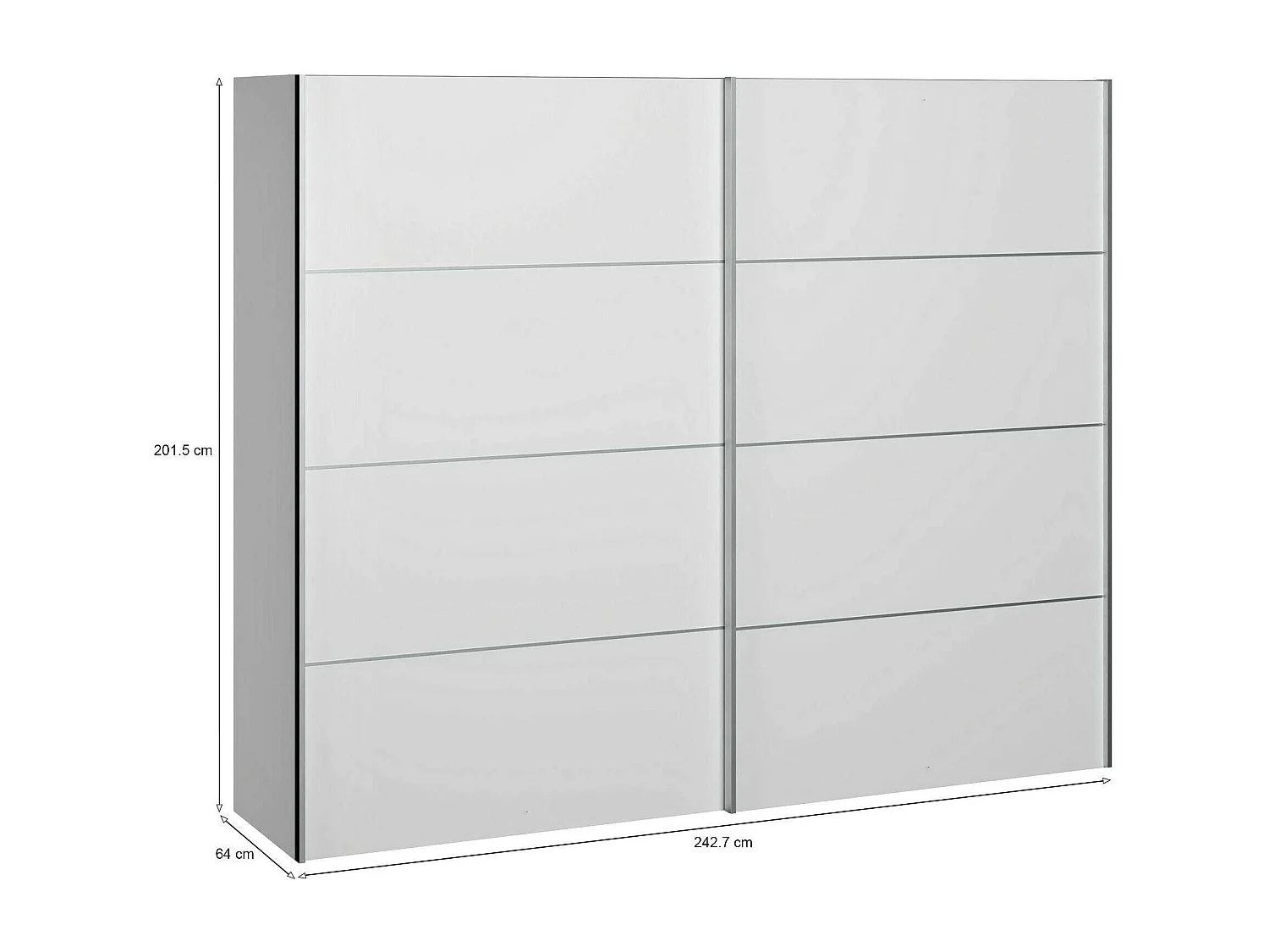 Garde-robe 2 portes Acerno, Meubles de chambre, Penderie de plain-pied, Placard à vêtements, 243x64 h202 cm, Blanc