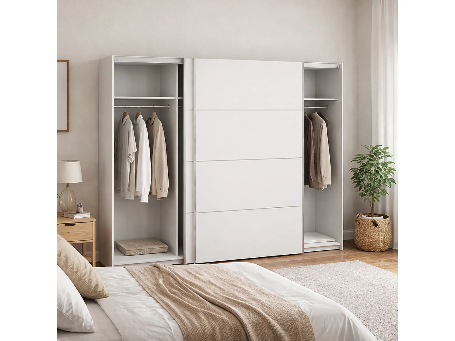 Armário Acerno de 2 portas, Móveis de quarto, Armário, Armário, 243x64 h202 cm, Branco