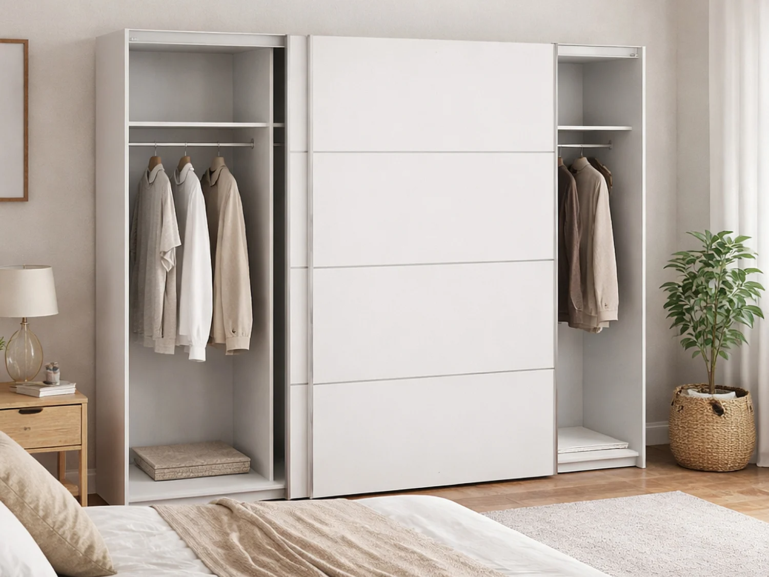 Armário Acerno de 2 portas, Móveis de quarto, Armário, Armário, 243x64 h202 cm, Branco
