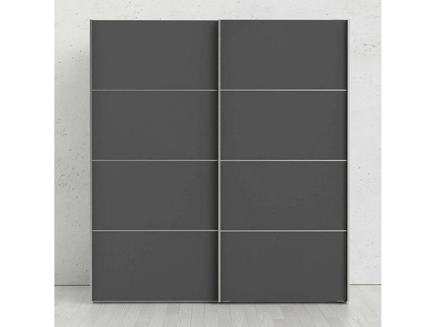 Garde-robe 2 portes Cassano, Meubles de chambre, Penderie de plain-pied, Placard à vêtements, 182x64 h202 cm, Blanc et gris