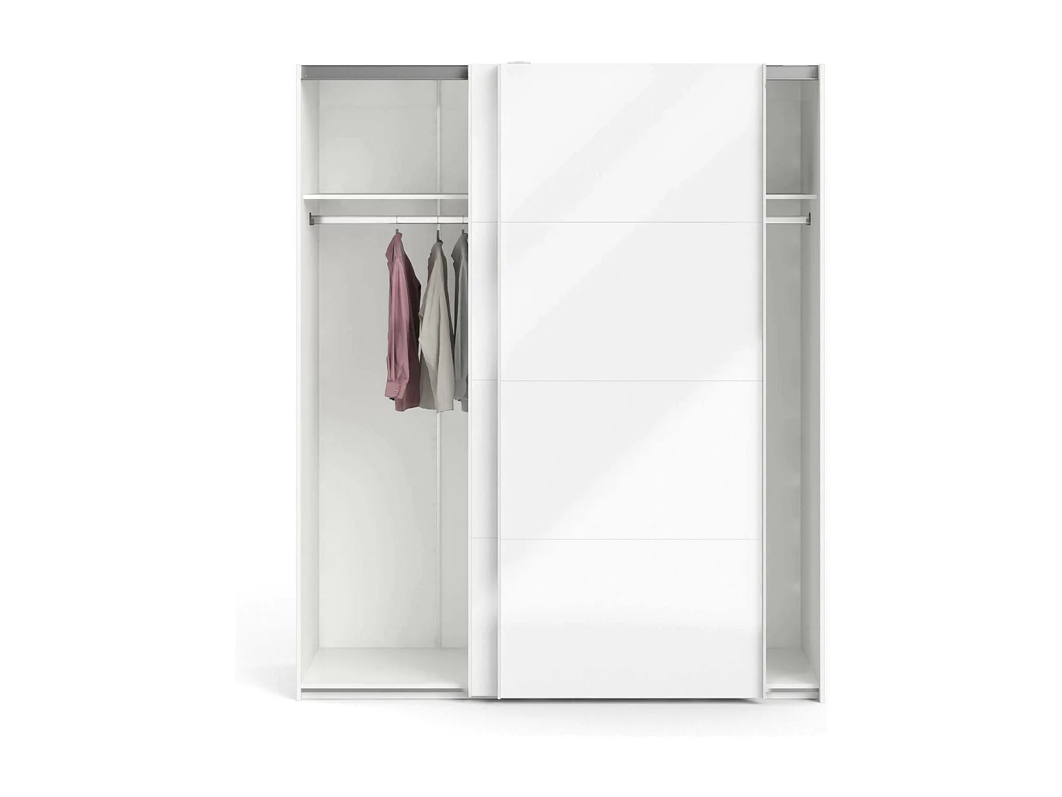 Dmora - Guardaroba 2 ante Portlouis, 182x62 h220 cm, Bianco lucido