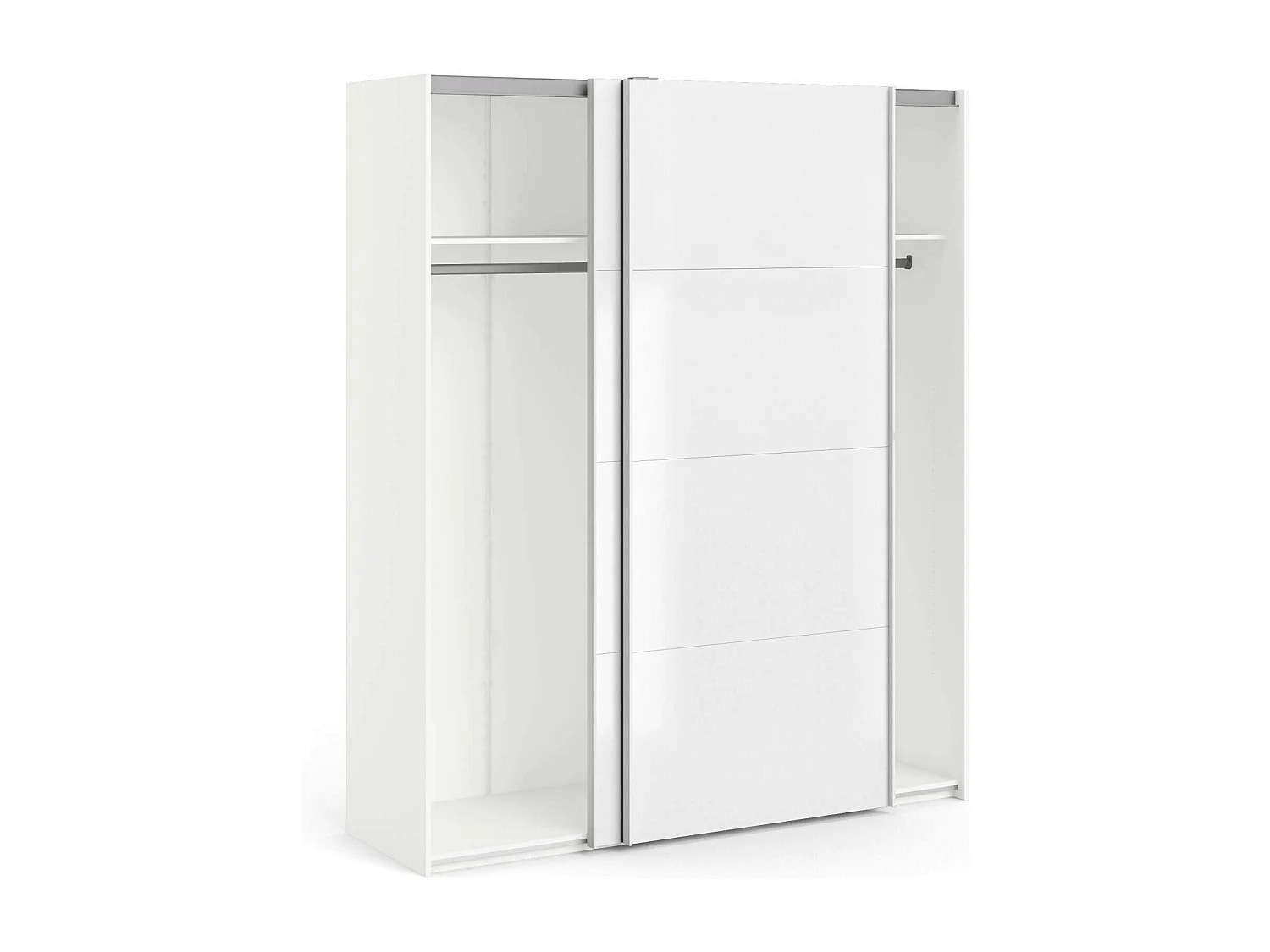 Garde-robe 2 portes Portlouis, Meubles de chambre, Penderie de plain-pied, Placard à vêtements, 182x62 h220 cm, Blanc brillant