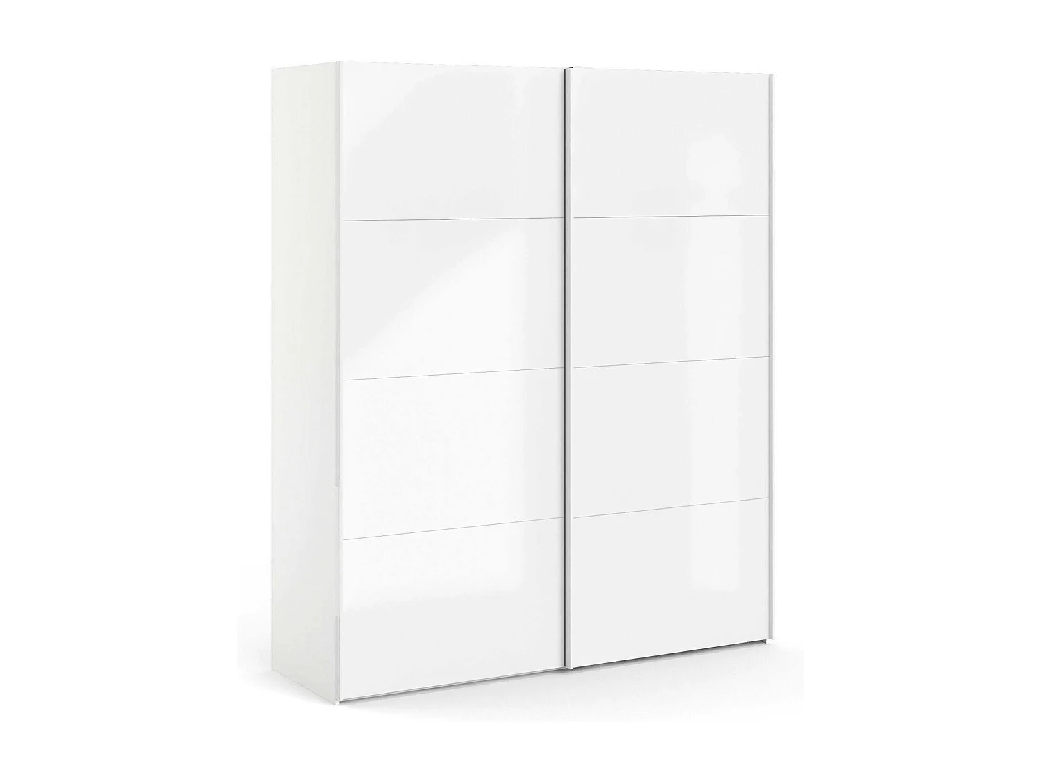 Portlouis 2-deurskast, Slaapkamermeubel, Inloopkast, Kledingkast, 182x62 h220 cm, Glanzend wit