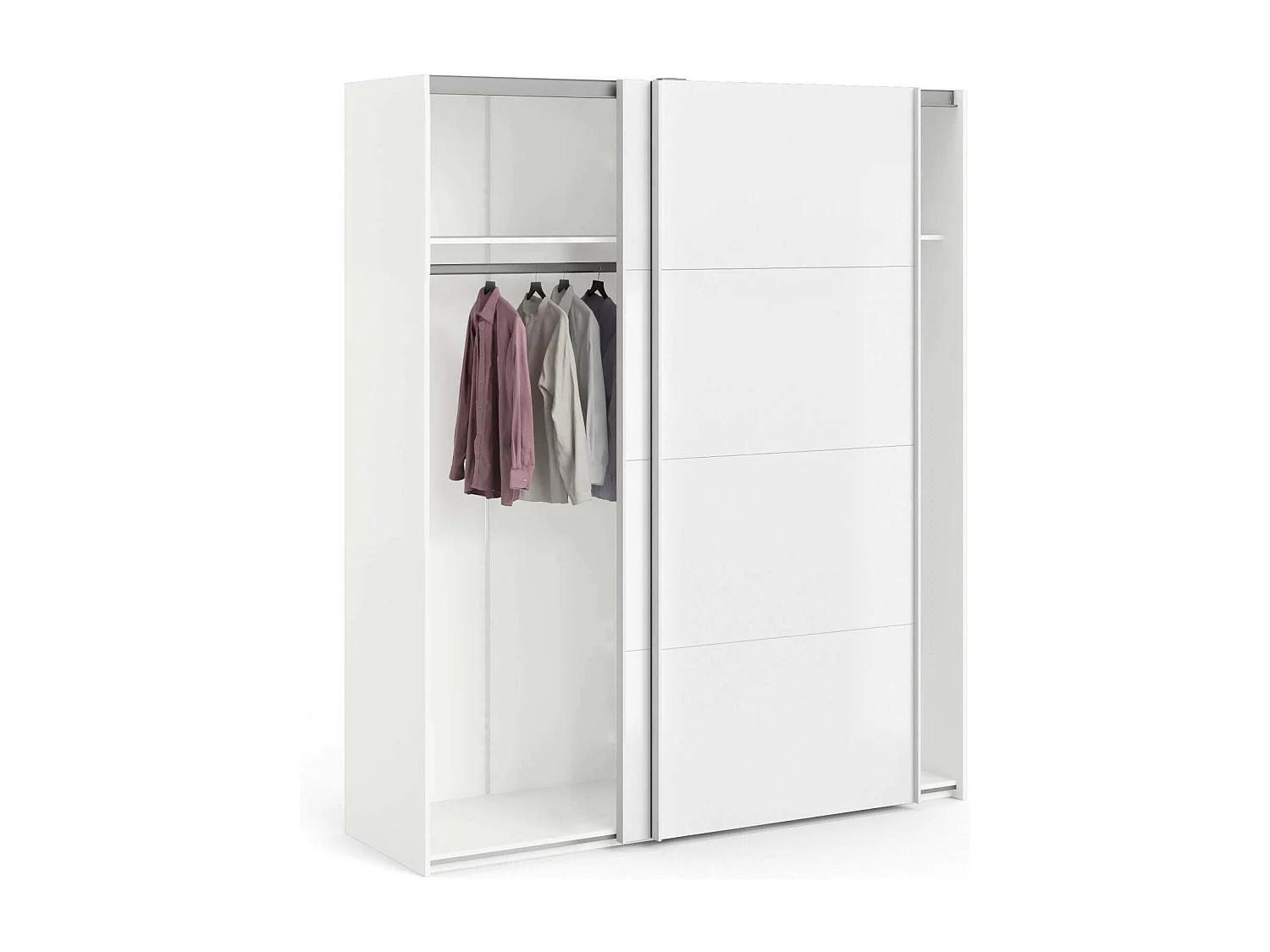 Garde-robe 2 portes Portlouis, Meubles de chambre, Penderie de plain-pied, Placard à vêtements, 182x62 h220 cm, Blanc brillant