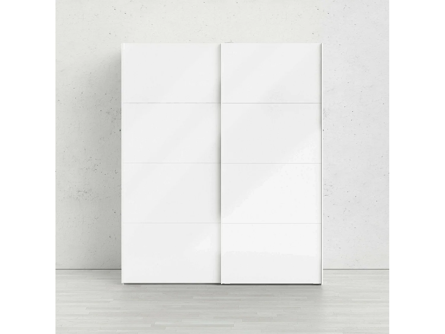 Garde-robe 2 portes Portlouis, Meubles de chambre, Penderie de plain-pied, Placard à vêtements, 182x62 h220 cm, Blanc brillant