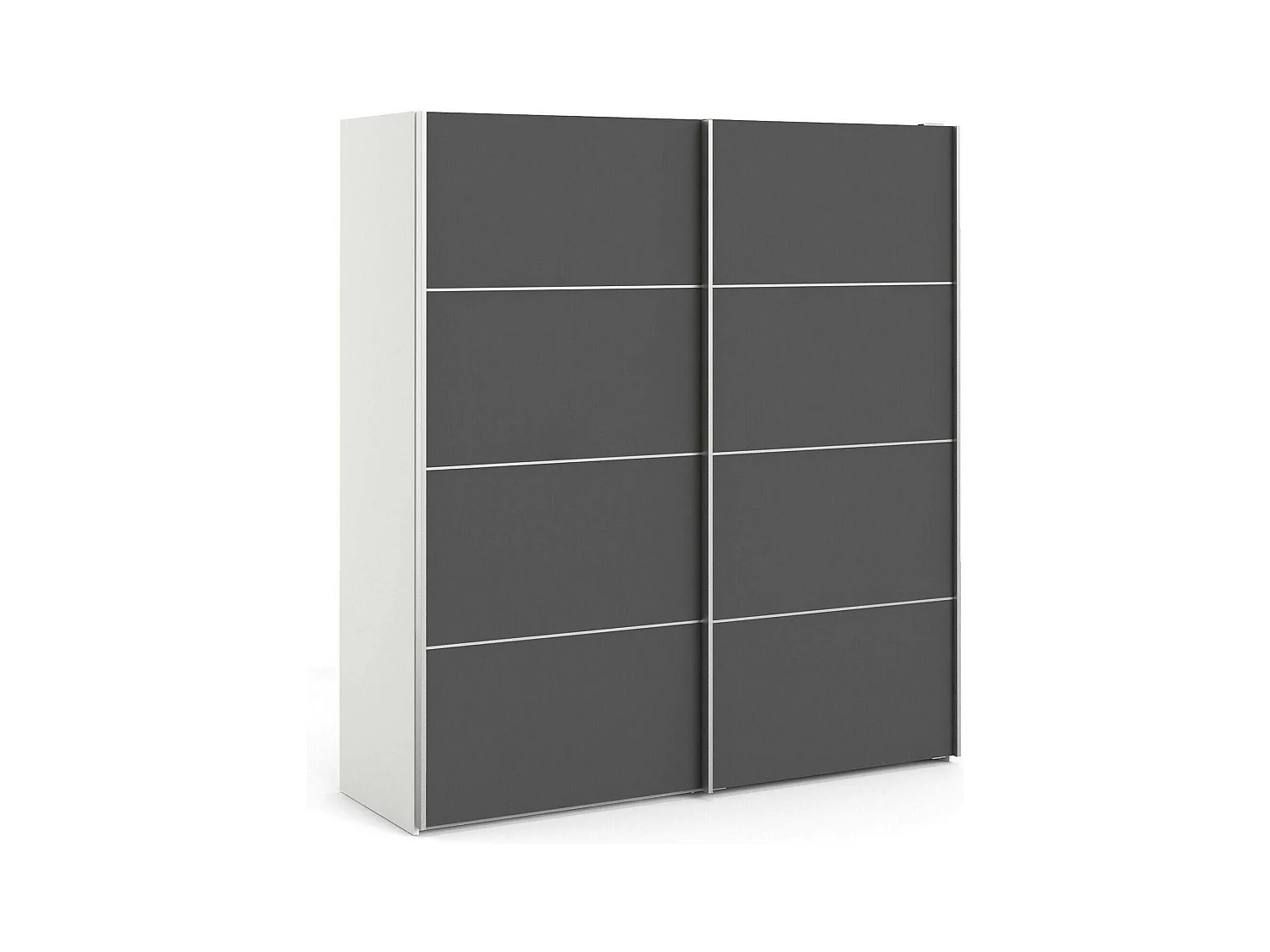 Garde-robe 2 portes Accadia, Meubles de chambre, Penderie de plain-pied, Placard à vêtements, 182x64 h202 cm, Gris et Blanc