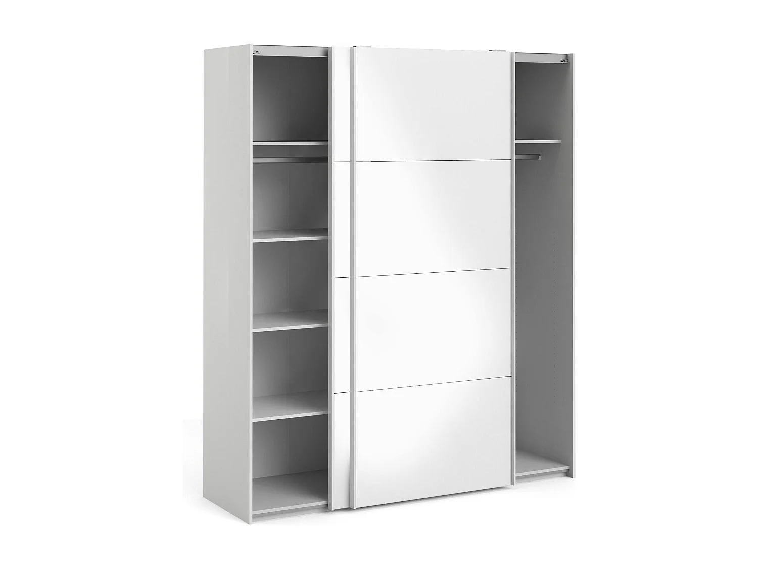 Garde-robe 2 portes Paeng, Meubles de chambre, Penderie de plain-pied, Placard à vêtements, 182x61 h220 cm, Blanc brillant