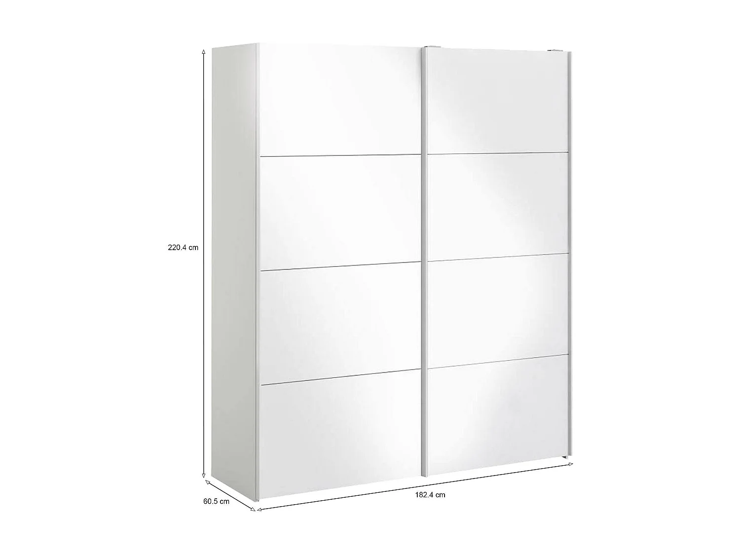 Guardaroba 2 Ante Paeng, Appendiabiti, 60.5x220.4h cm Bianco Lucido, Armadio Camera da Letto