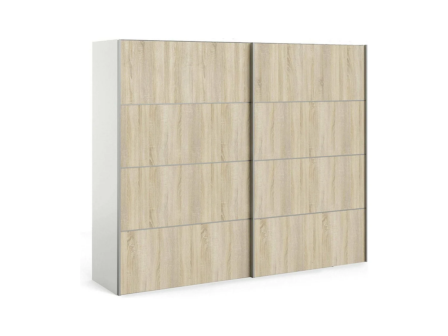 Garde-robe 2 portes Avelengo, Meubles de chambre, Penderie de plain-pied, Placard à vêtements, 243x64 h202 cm, Chêne et Blanc