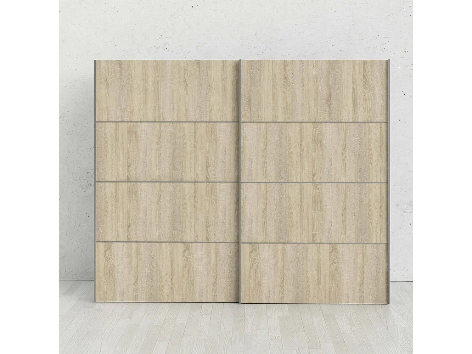 Armário Avelengo 2 portas, Móveis de quarto, Armário, Armário, 243x64 h202 cm, Carvalho e Branco