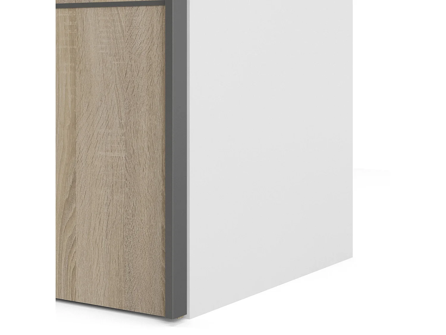 Garde-robe 2 portes Avelengo, Meubles de chambre, Penderie de plain-pied, Placard à vêtements, 243x64 h202 cm, Chêne et Blanc