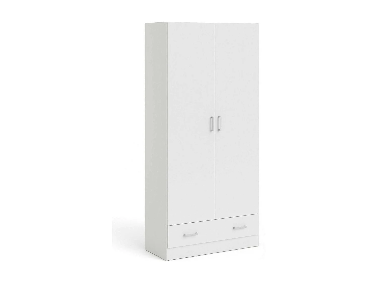 Garde-robe 2 portes Amylya, Meubles de chambre, Penderie de plain-pied, Placard à vêtements, 79x36 h170 cm, Blanc