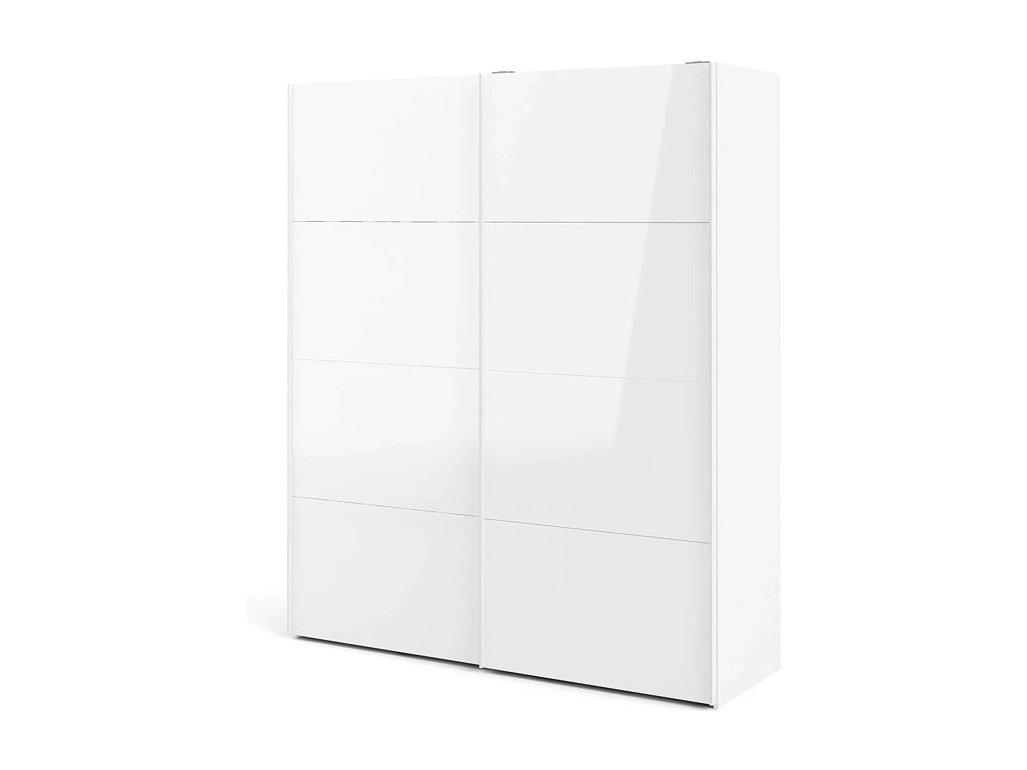 Garde-robe 2 portes London, Meubles de chambre, Penderie de plain-pied, Placard à vêtements, 182x62 h220 cm, Blanc brillant