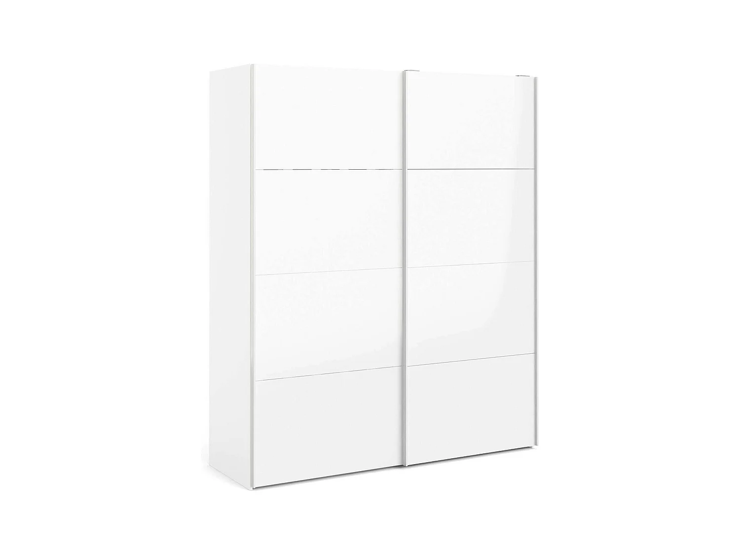 Garde-robe 2 portes London, Meubles de chambre, Penderie de plain-pied, Placard à vêtements, 182x62 h220 cm, Blanc brillant