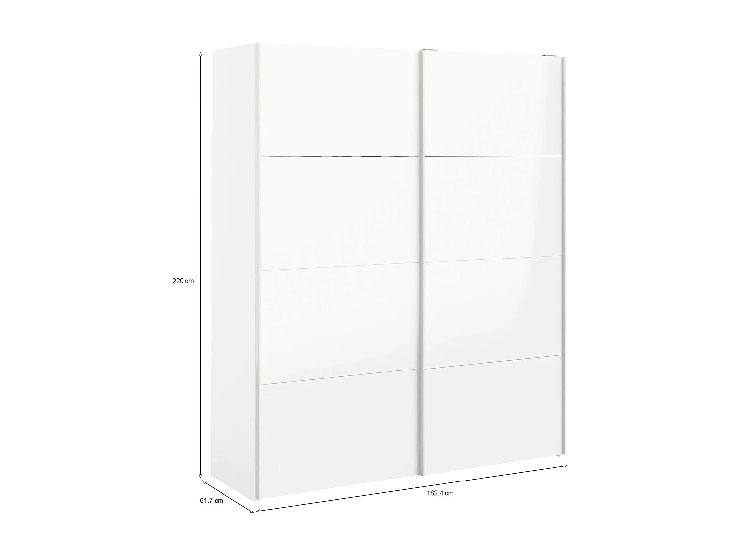 Guardaroba 2 Ante London, 3 Cassetti, 61.7x220h cm Bianco, Armadio Camera da Letto