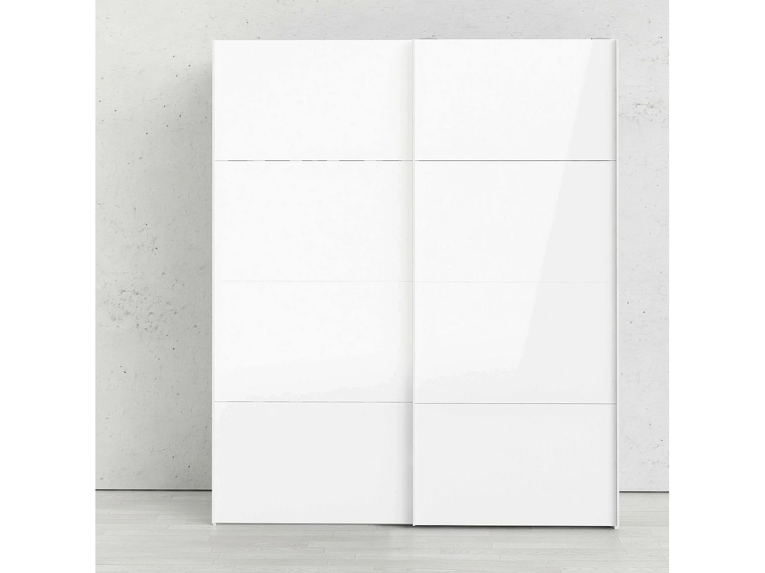 Garde-robe 2 portes London, Meubles de chambre, Penderie de plain-pied, Placard à vêtements, 182x62 h220 cm, Blanc brillant