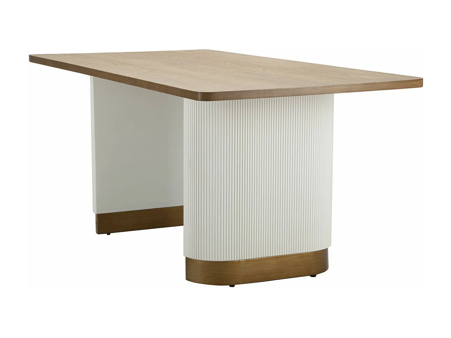 Brian vaste tafel, Keukenplank, Eetkamerconsole, Vaste rechthoekige plank, 180x90 h76 cm, Wit en Bruin