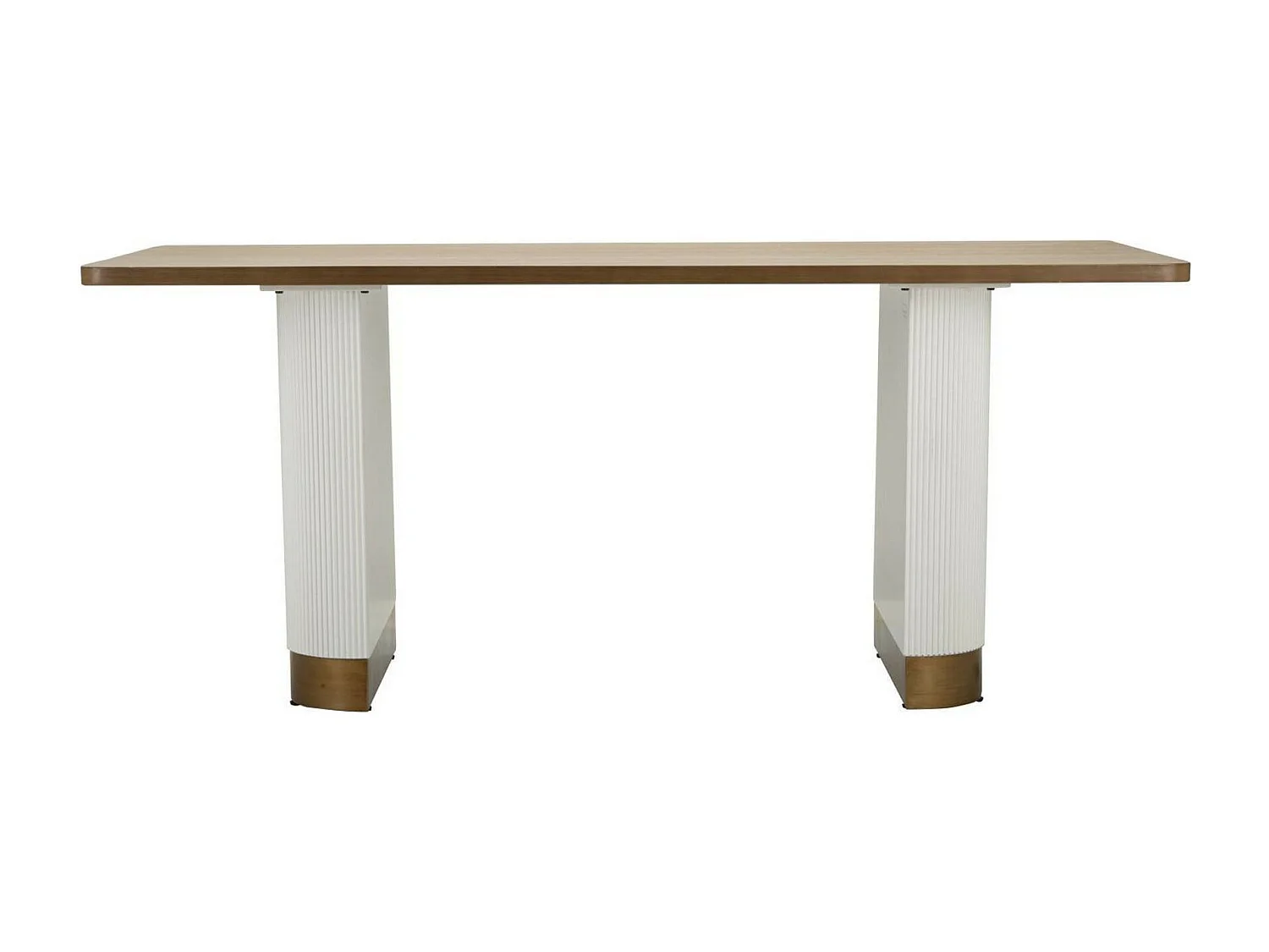 Mesa fixa Brian, prateleira de cozinha, consola de sala de jantar, prateleira retangular fixa, 180x90 h76 cm, branco e castanho