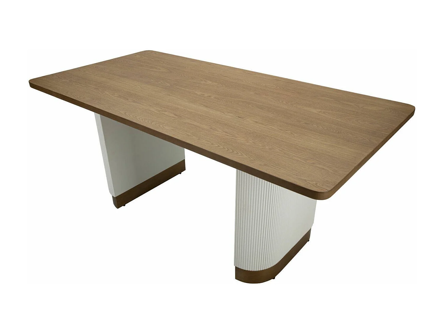 Mesa fixa Brian, prateleira de cozinha, consola de sala de jantar, prateleira retangular fixa, 180x90 h76 cm, branco e castanho