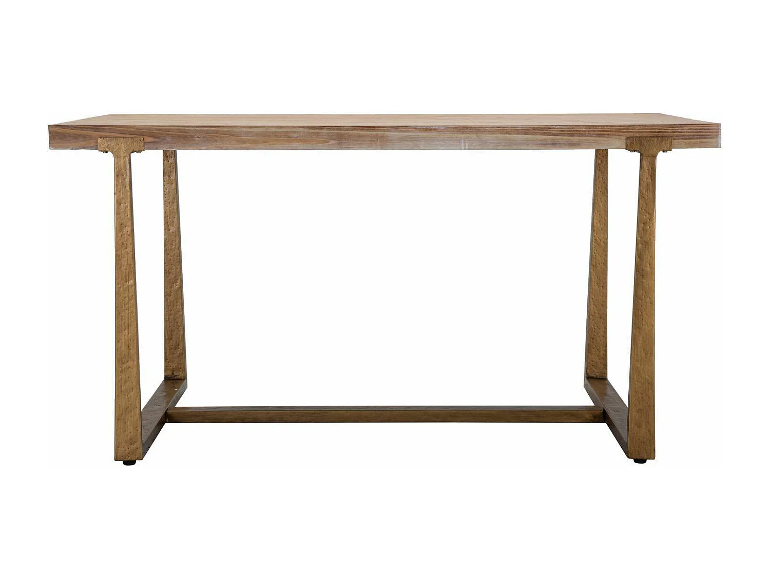 Table fixe Kazimir, Etagère de cuisine, Consolle à manger, Table rectangulaire fixe, Or et Marron, 150x90 h78 cm