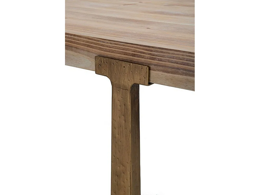 Table fixe Kazimir, Etagère de cuisine, Consolle à manger, Table rectangulaire fixe, Or et Marron, 150x90 h78 cm