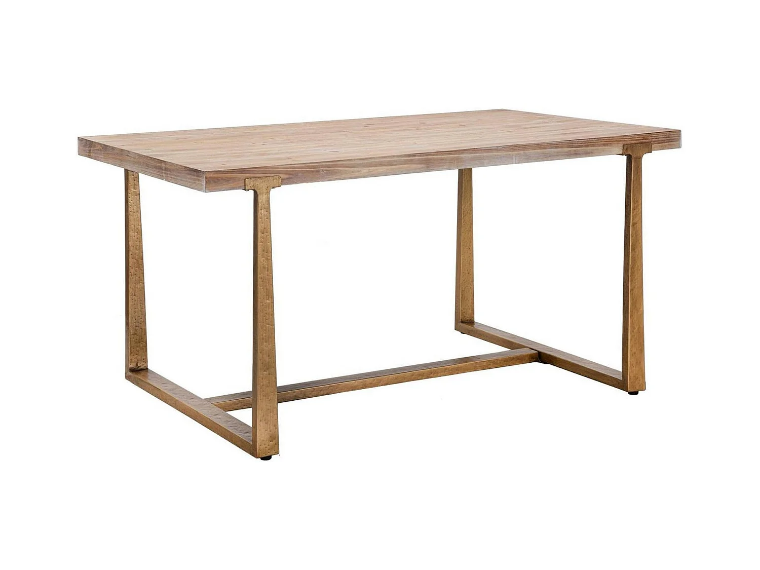 Table fixe Kazimir, Etagère de cuisine, Consolle à manger, Table rectangulaire fixe, Or et Marron, 150x90 h78 cm