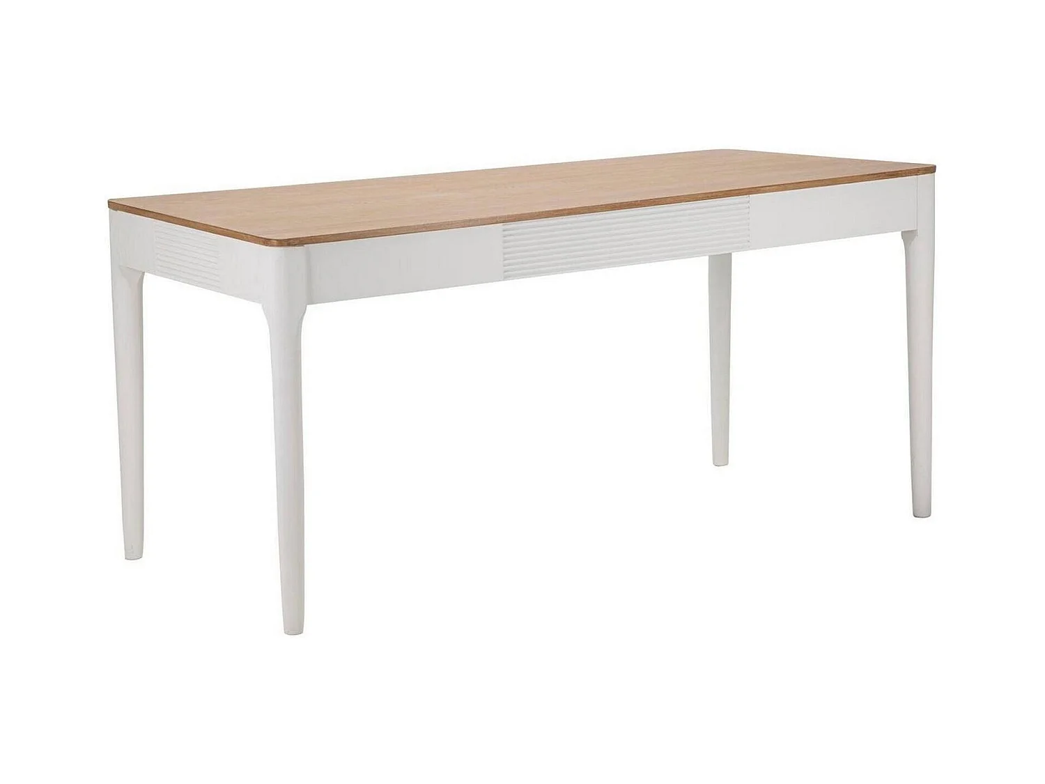Table fixe Dindga, Etagère de cuisine, Consolle à manger, Table rectangulaire fixe, 180x60 h80 cm, Blanc et marron