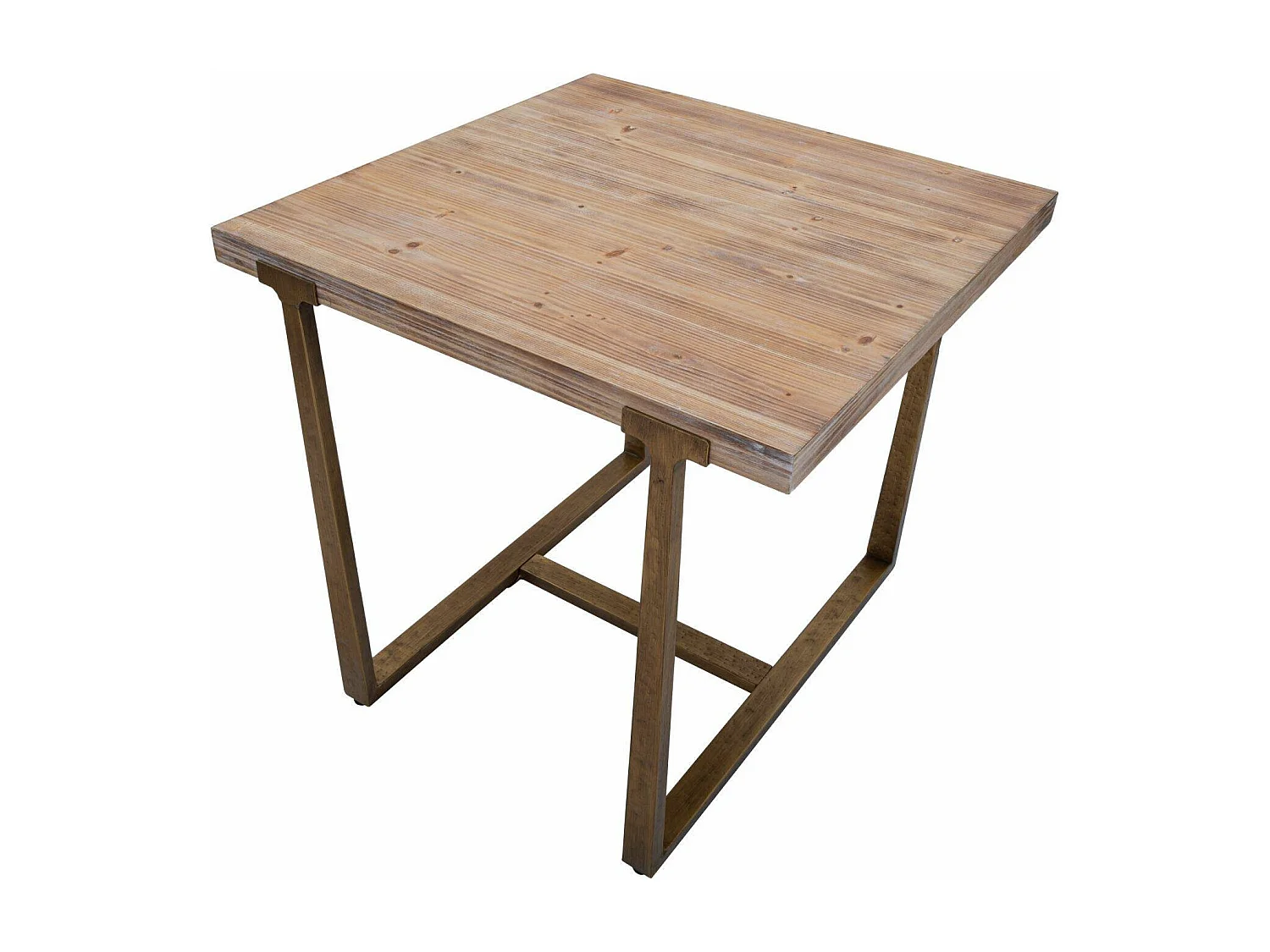 Table fixe Kazimir, Etagère de cuisine, Consolle à manger, Table rectangulaire fixe, Or et Marron, 80x80 h76 cm