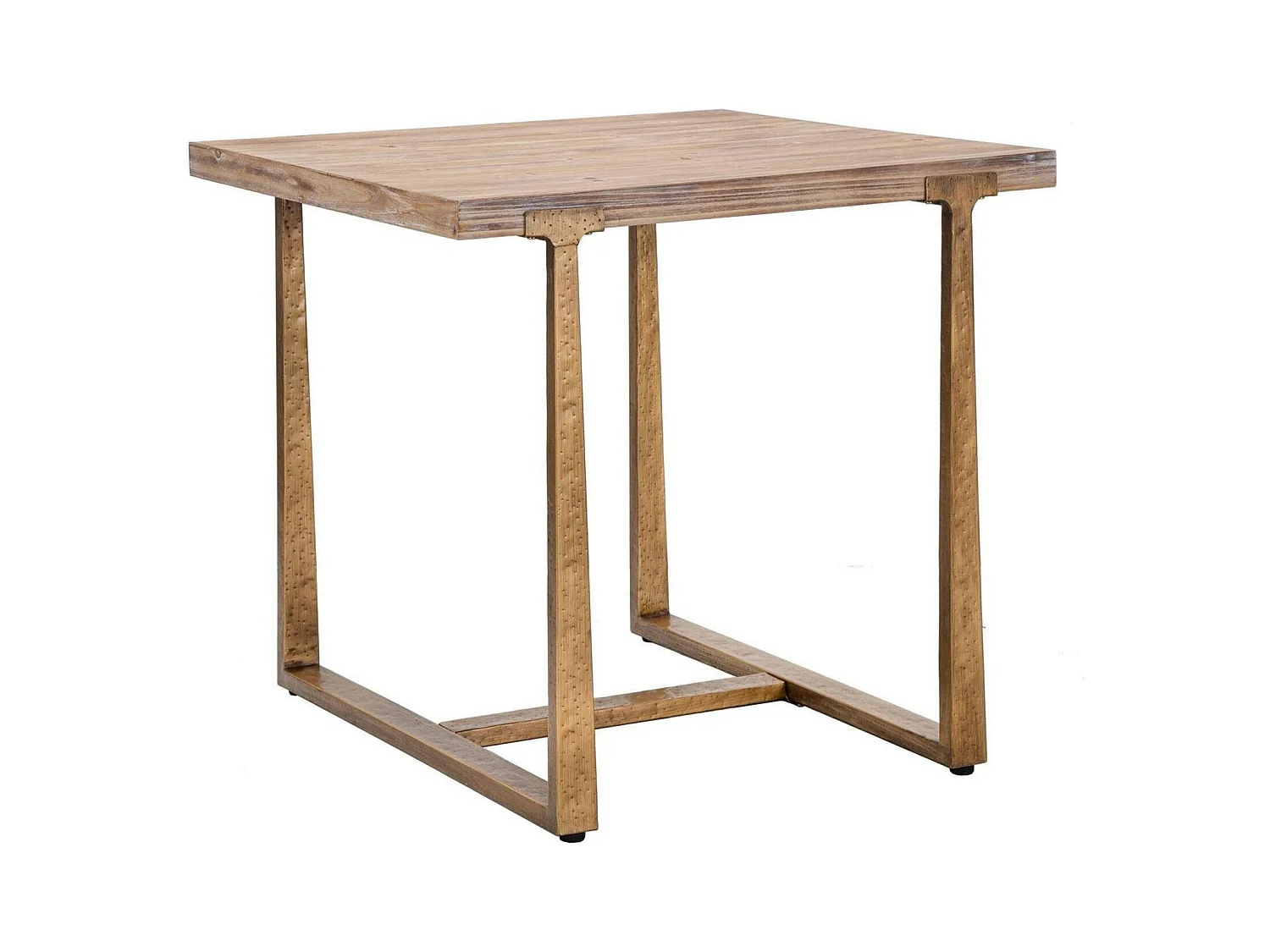 Table fixe Kazimir, Etagère de cuisine, Consolle à manger, Table rectangulaire fixe, Or et Marron, 80x80 h76 cm