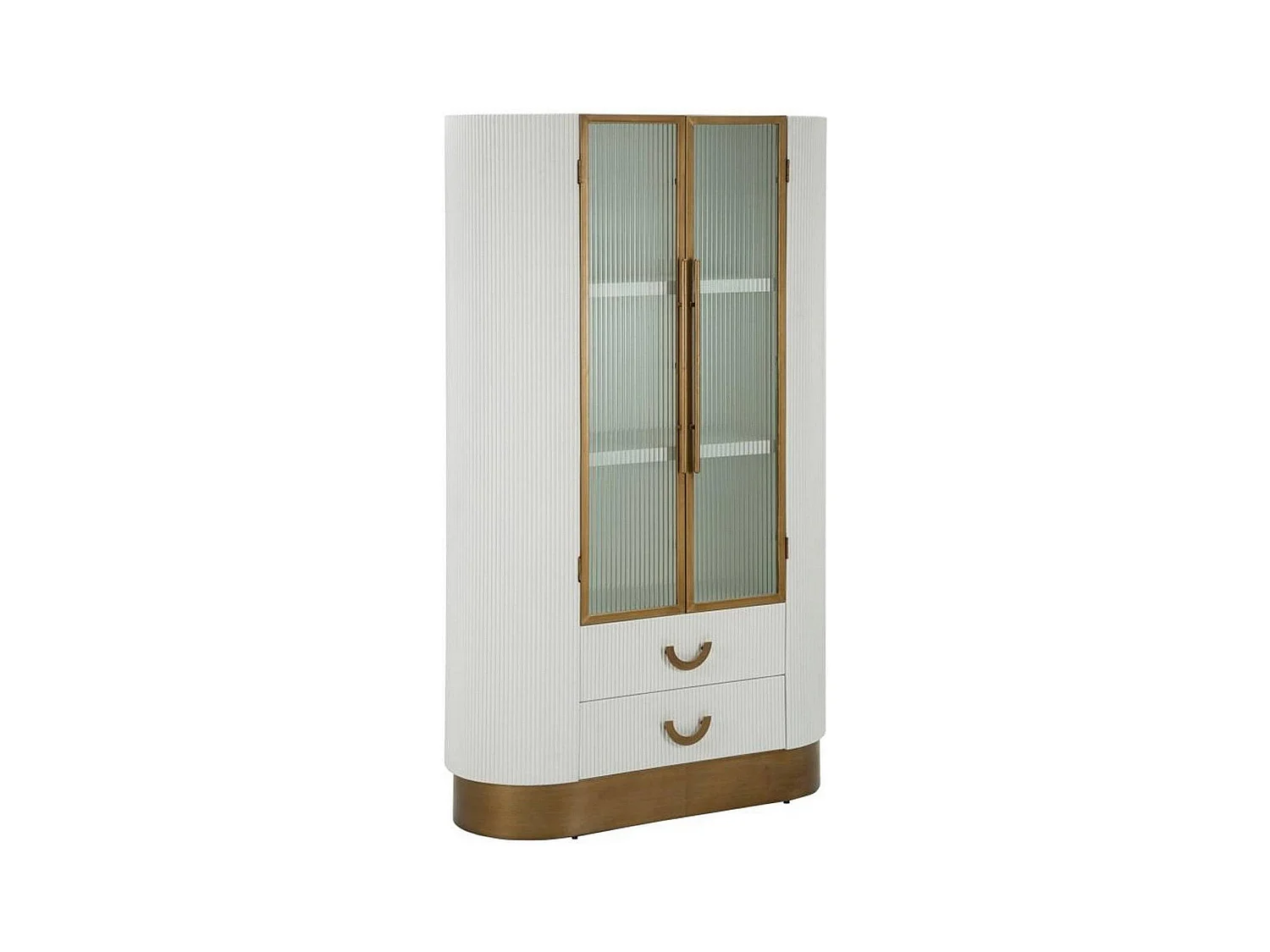 Vitrine Sable, Buffet d'exposition, Vitrine polyvalente, Buffet de salon, 85x40 h160 cm, Blanc et marron