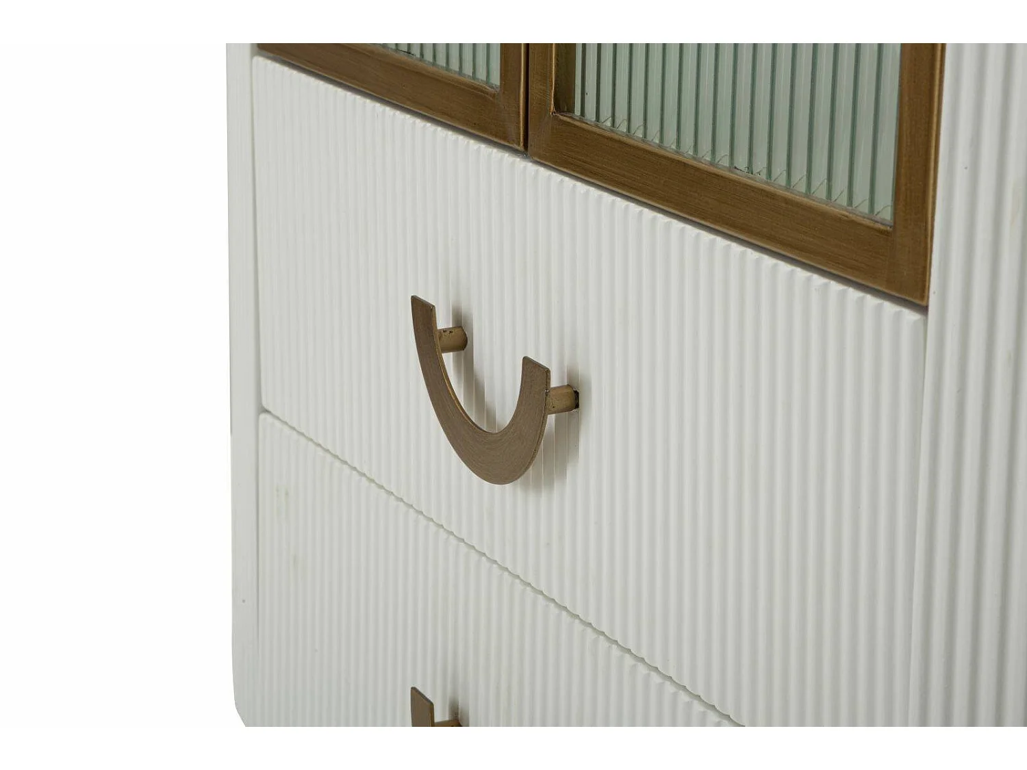 Vitrina Sable, Aparador de exposición, Vitrina multiusos, Aparador de salón, 85x40 h160 cm, Blanco y Marrón