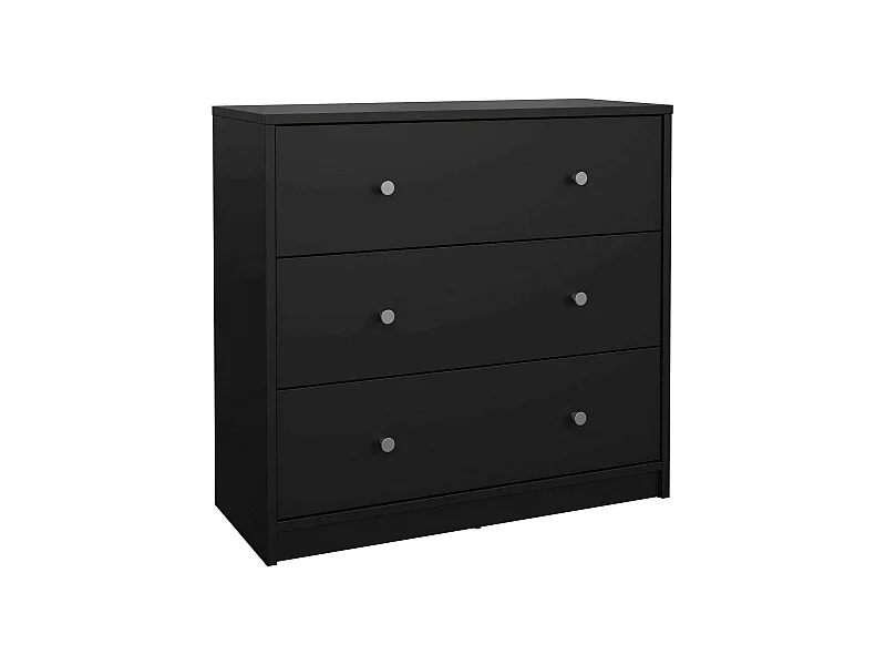 Kommode Alert, Mehrzweckkommode, Schlafzimmerkommode, Schrank mit Schubladen, 72x30 h68 cm, Schwarz