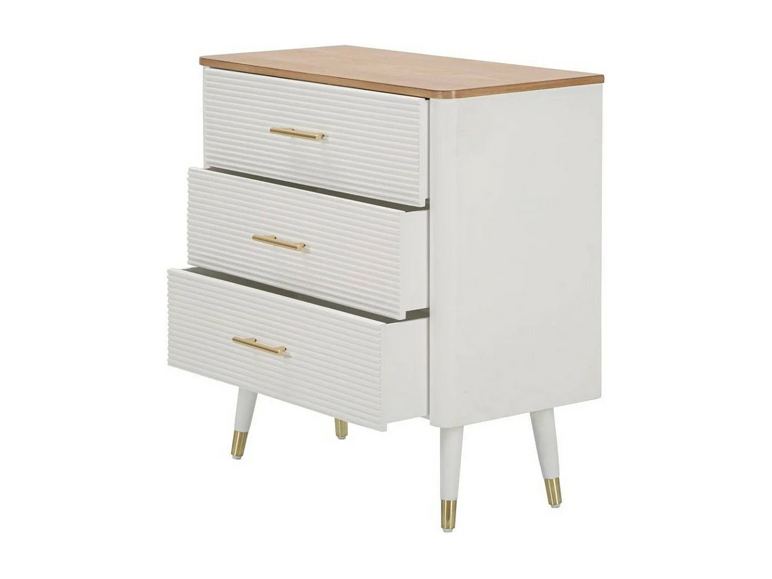 Kommode Phaidone, Mehrzweckkommode, Schlafzimmerkommode, Schrank mit Schubladen, 78x37 h80 cm, WeiÃŸ und Braun