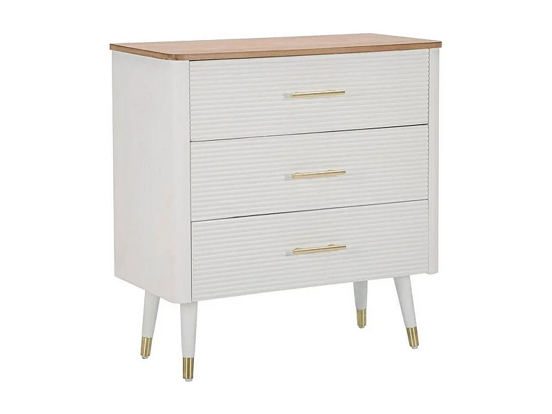 Phaidon ladekast, multifunctionele ladekast, slaapkamer ladekast, kast met lades, 78x37 h80 cm, wit en bruin