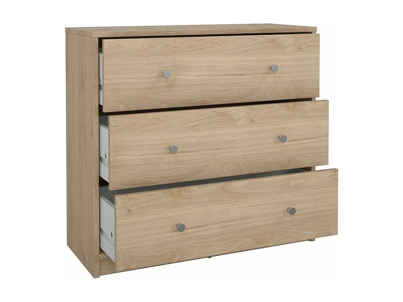 Commode Alert, Commode polyvalente, Commode de chambre, Meuble avec tiroirs, 72x30 h68 cm, Chêne clair