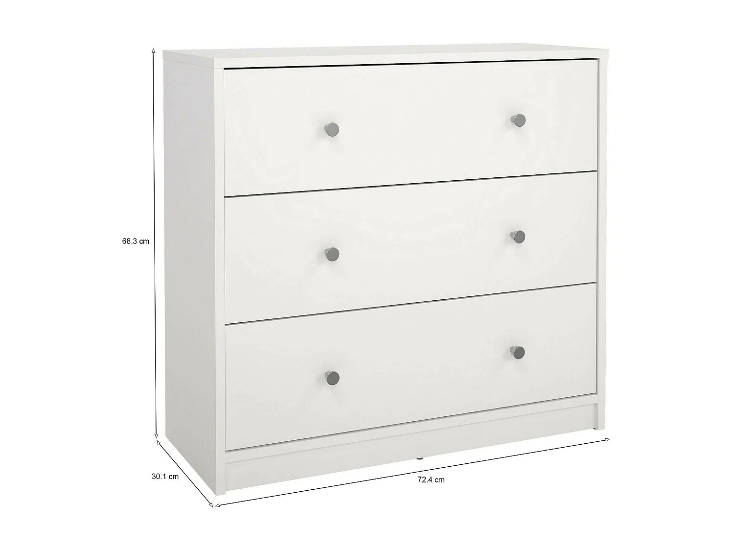 Alert ladekast, Multifunctionele ladekast, Slaapkamerdressoir, Kast met lades, 72x30 h68 cm, Wit