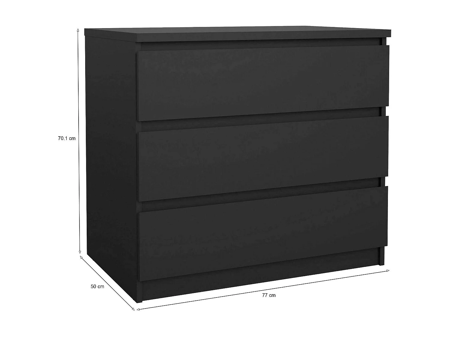 Commode Artic, Commode polyvalente, Commode de chambre, Meuble avec tiroirs, 77x50 h70 cm, Noir