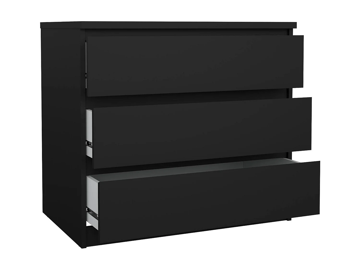 Kommode Artic, Mehrzweckkommode, Schlafzimmerkommode, Schrank mit Schubladen, 77x50 h70 cm, Schwarz