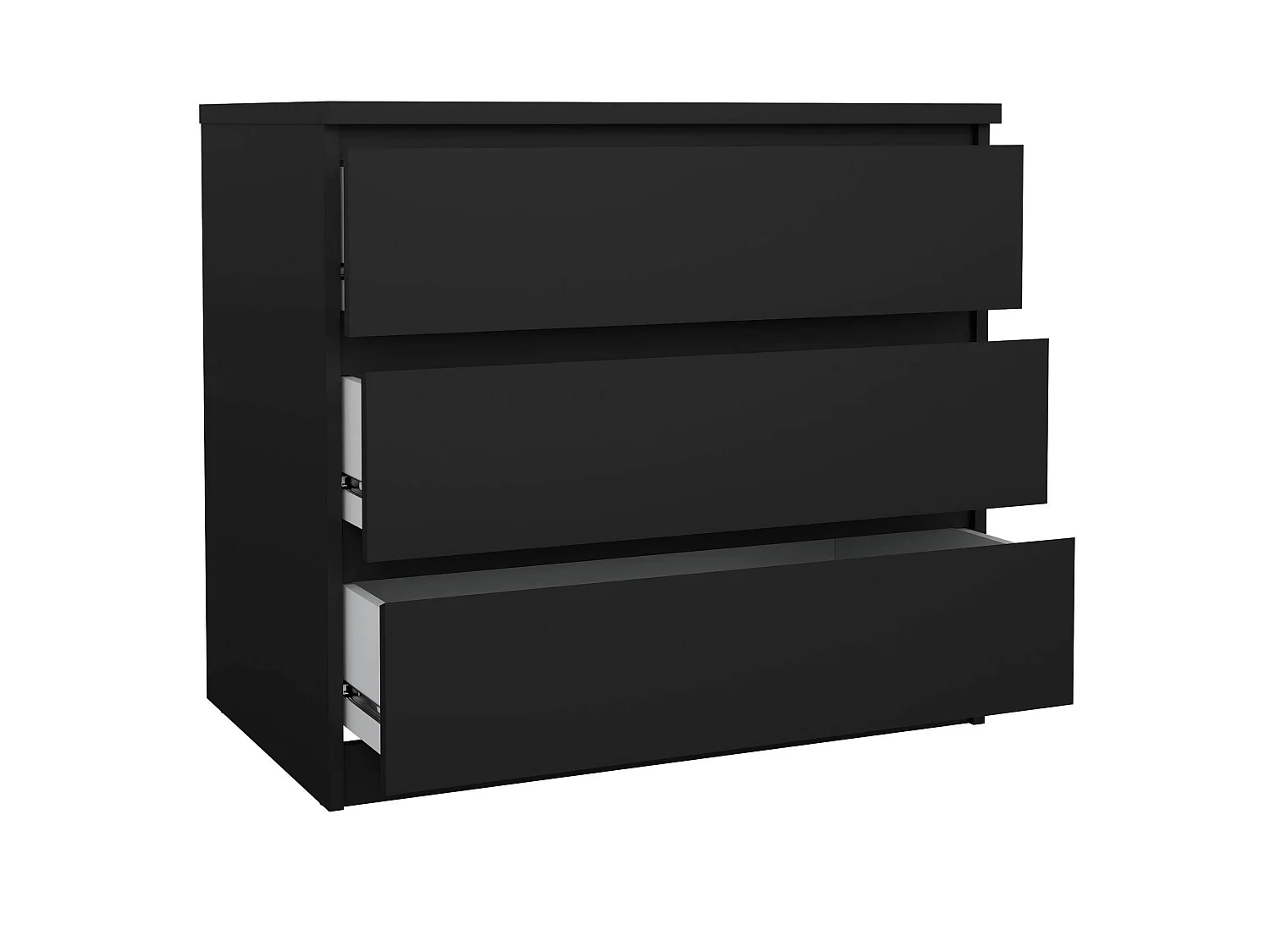 Cajonera Artic, Cómoda multiusos, Cómoda de dormitorio, Gabinete con cajones, 77x50 h70 cm, Negro