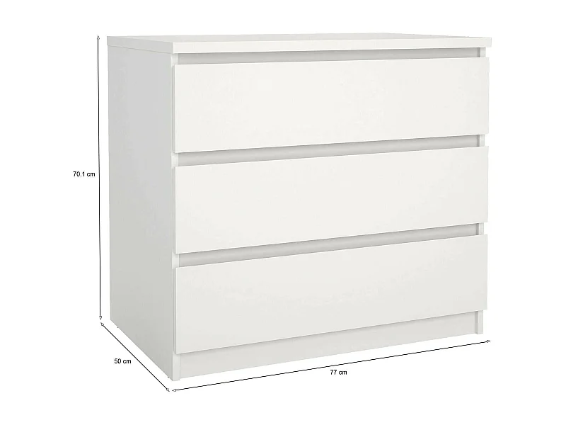 Artic ladekast, Multifunctionele ladekast, Slaapkamer ladekast, Kast met lades, 77x50 h70 cm, Wit