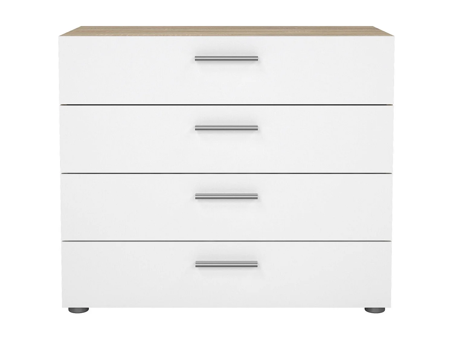 Arwen ladekast, Multifunctionele ladekast, Slaapkamerladekast, Kast met lades, 80x40 h68 cm, Eiken en Glanzend Wit