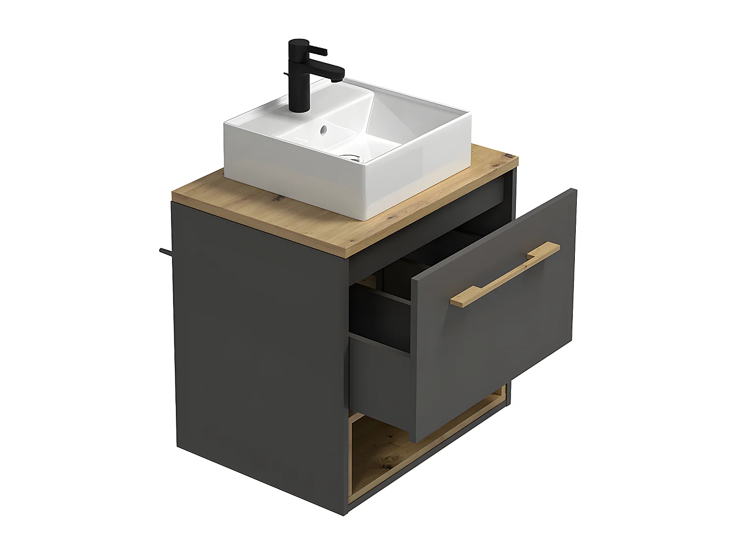 Hangend badkamermeubel antraciet met wastafel - 60 cm - YANGRA