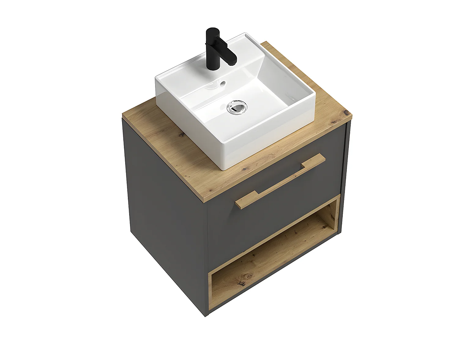 Hangend badkamermeubel antraciet met wastafel - 60 cm - YANGRA