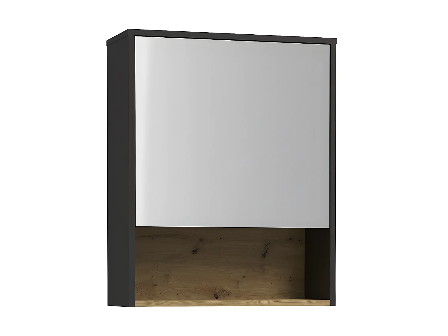 Hangend badkamermeubel antraciet met wastafel en spiegelkast - 60 cm - YANGRA