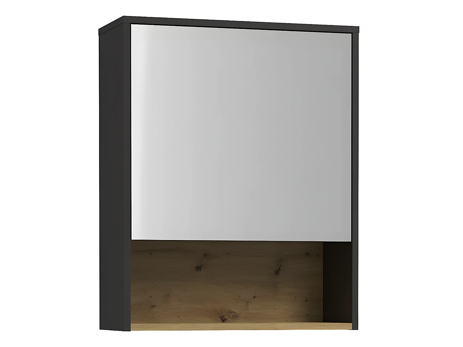 Meuble de salle de bain suspendu anthracite avec vasque à poser et armoire de toilette - 60 cm - YANGRA