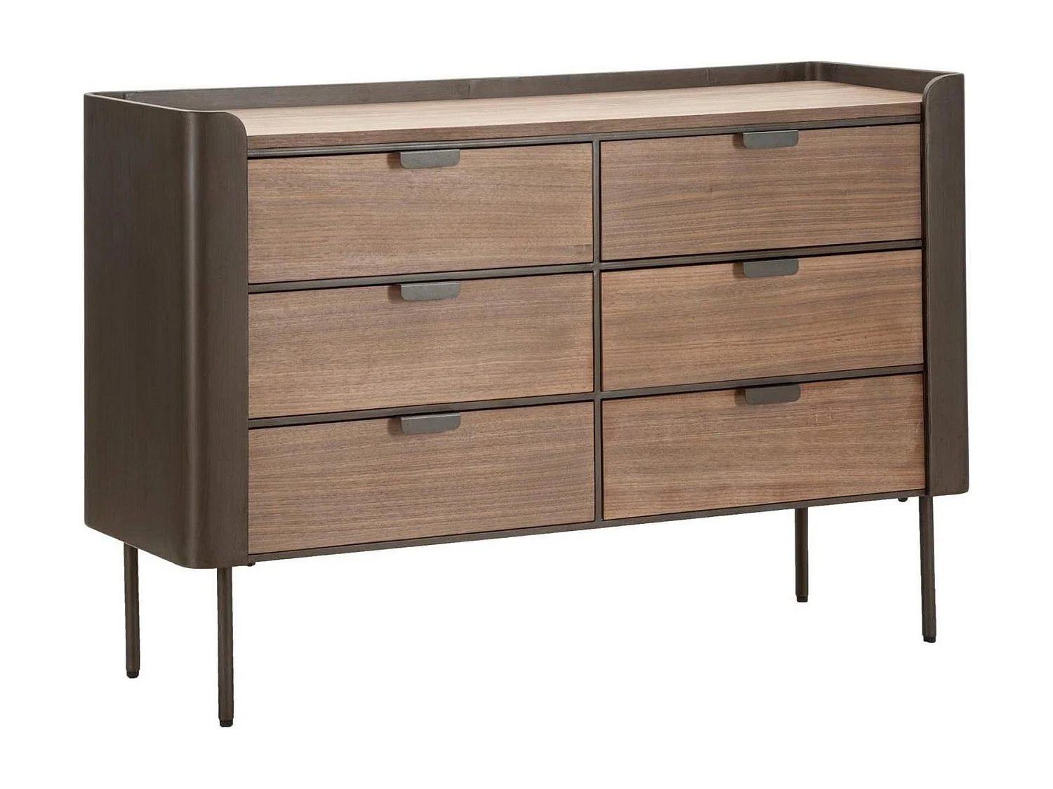 Cómoda Kasten, Cómoda multiusos, Cómoda de quarto, Armário com gavetas, 120x39 h79 cm, Cinza e Castanho