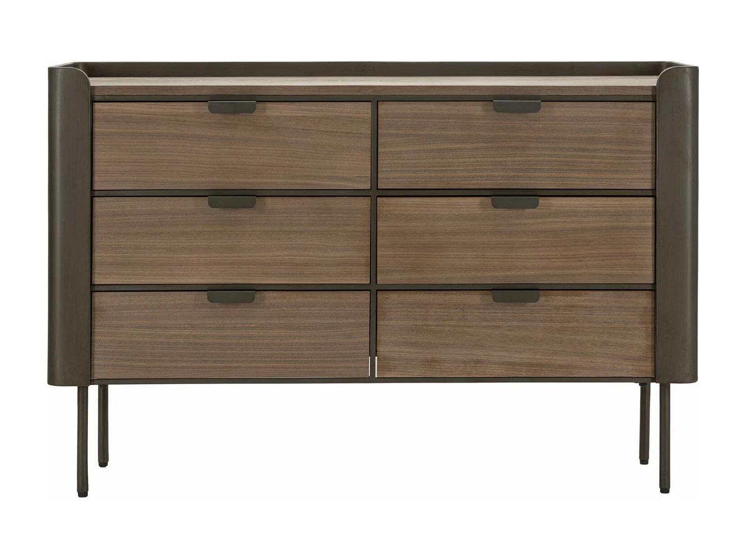 Cómoda Kasten, Cómoda multiusos, Cómoda de quarto, Armário com gavetas, 120x39 h79 cm, Cinza e Castanho